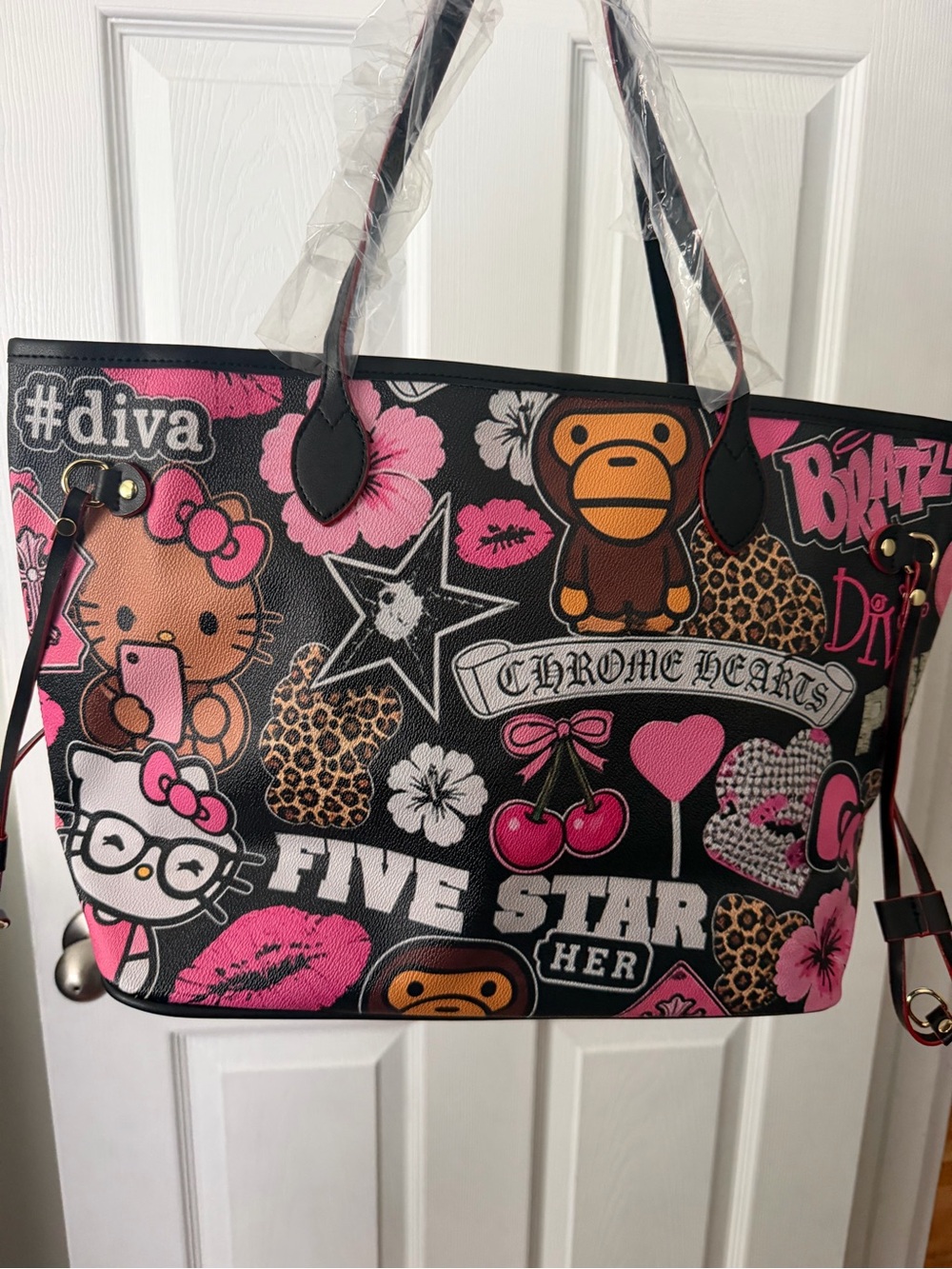 Chrome Hearts x Bratz Black & Pink Graphic Tote Bag